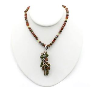 ♥️SOLD♥️CAROLYN POLLACK RELIOS* Sterling Silver Unakite Pendant With Necklace